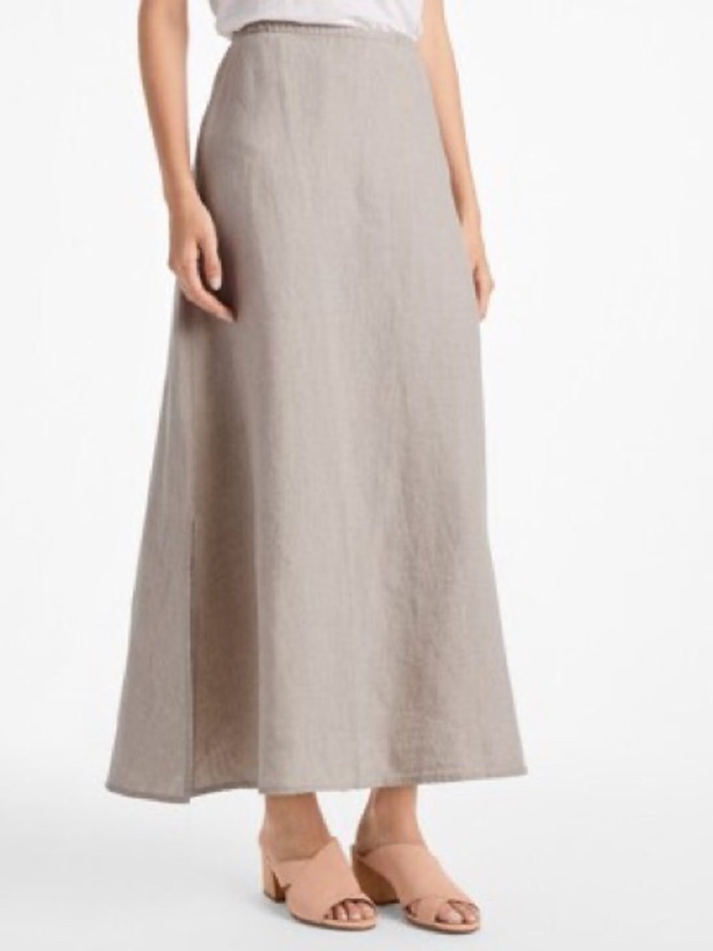 Eileen Fisher Light Taupe Linen Blend Maxi Skirt
